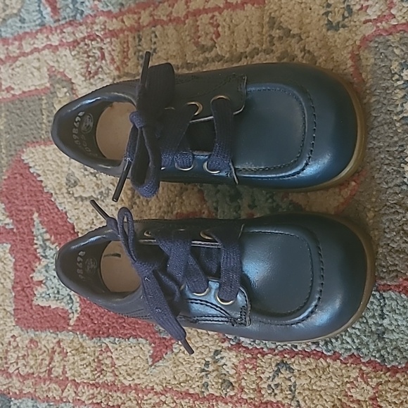 VINTAGE 70s BUSTER BROWN LEATHER SHOES NAVY BLUE - Picture 3 of 8